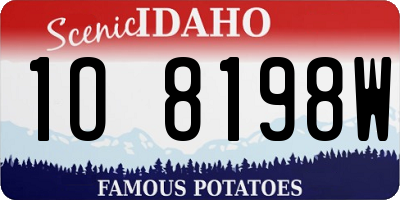 ID license plate 1O8198W