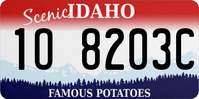 ID license plate 1O8203C