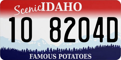 ID license plate 1O8204D