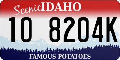 ID license plate 1O8204K