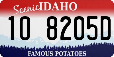 ID license plate 1O8205D