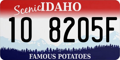 ID license plate 1O8205F
