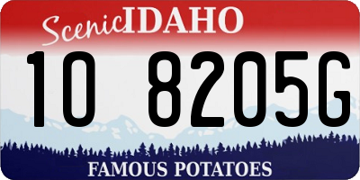 ID license plate 1O8205G