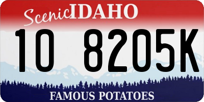 ID license plate 1O8205K
