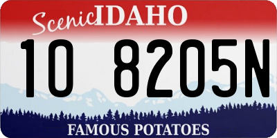 ID license plate 1O8205N