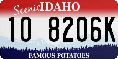 ID license plate 1O8206K