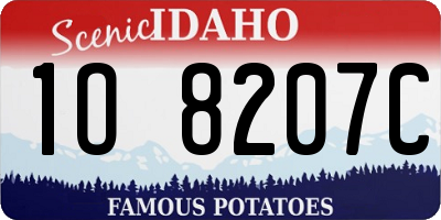 ID license plate 1O8207C