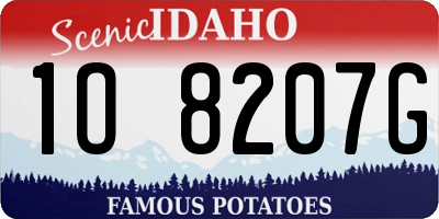 ID license plate 1O8207G