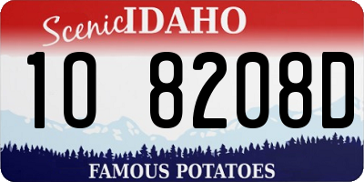 ID license plate 1O8208D
