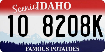 ID license plate 1O8208K