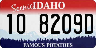 ID license plate 1O8209D