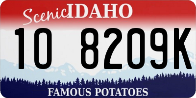 ID license plate 1O8209K