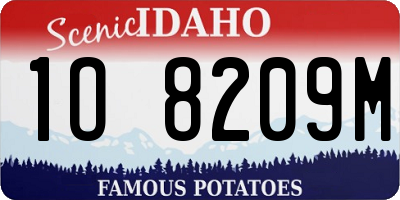ID license plate 1O8209M