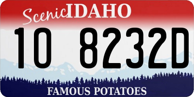 ID license plate 1O8232D