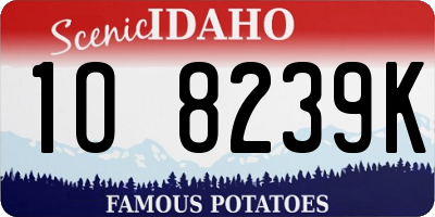ID license plate 1O8239K