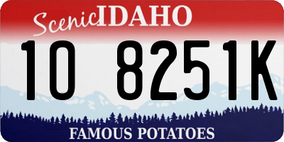 ID license plate 1O8251K