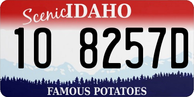 ID license plate 1O8257D