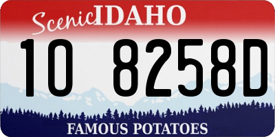 ID license plate 1O8258D
