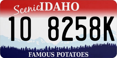 ID license plate 1O8258K