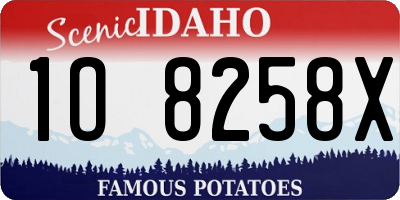 ID license plate 1O8258X