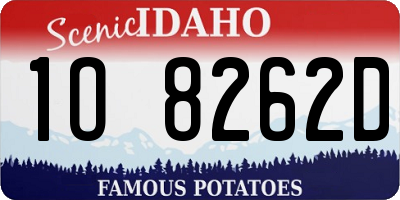 ID license plate 1O8262D