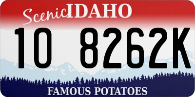 ID license plate 1O8262K
