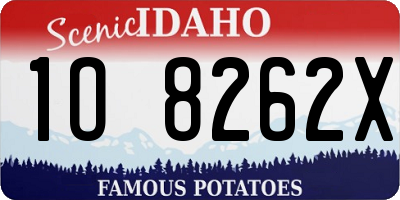 ID license plate 1O8262X