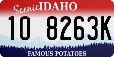 ID license plate 1O8263K