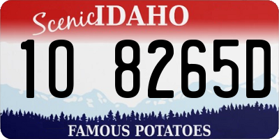 ID license plate 1O8265D