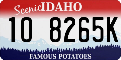 ID license plate 1O8265K