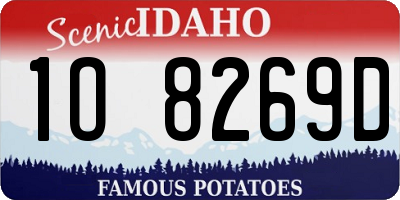 ID license plate 1O8269D