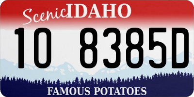 ID license plate 1O8385D