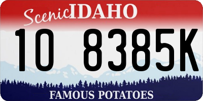 ID license plate 1O8385K