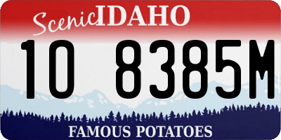 ID license plate 1O8385M