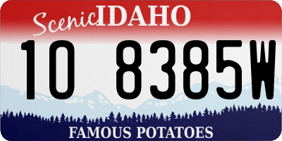 ID license plate 1O8385W