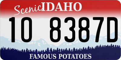 ID license plate 1O8387D
