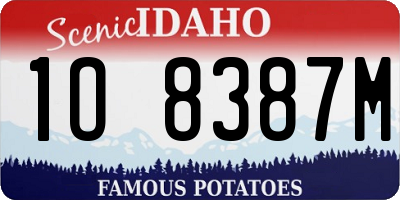 ID license plate 1O8387M