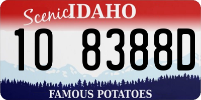 ID license plate 1O8388D