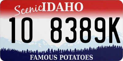ID license plate 1O8389K