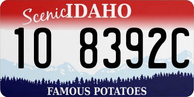 ID license plate 1O8392C