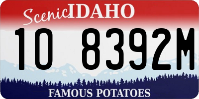 ID license plate 1O8392M