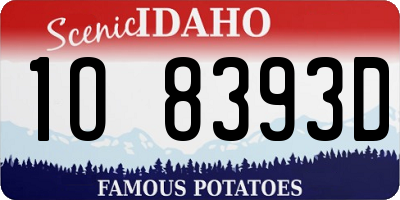 ID license plate 1O8393D