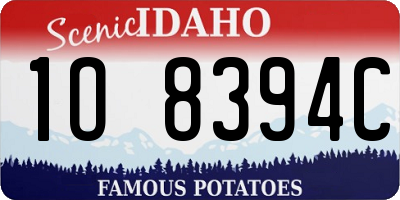 ID license plate 1O8394C