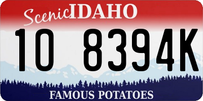 ID license plate 1O8394K