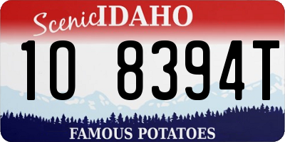ID license plate 1O8394T