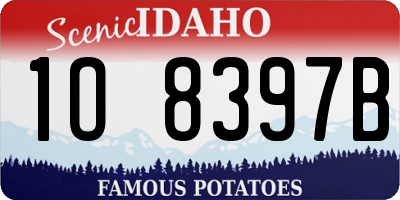 ID license plate 1O8397B