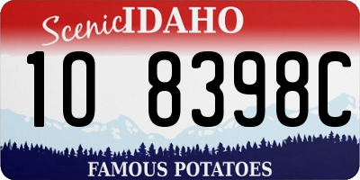 ID license plate 1O8398C