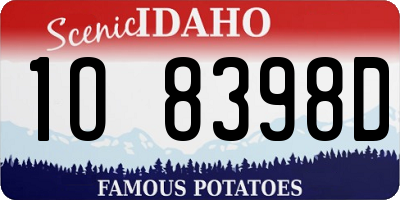 ID license plate 1O8398D