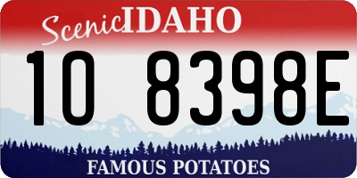 ID license plate 1O8398E
