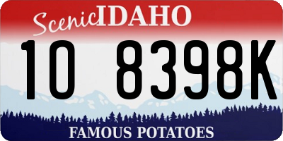 ID license plate 1O8398K